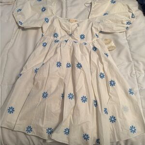 Altar'd State Ivory Dress with Blue Accents